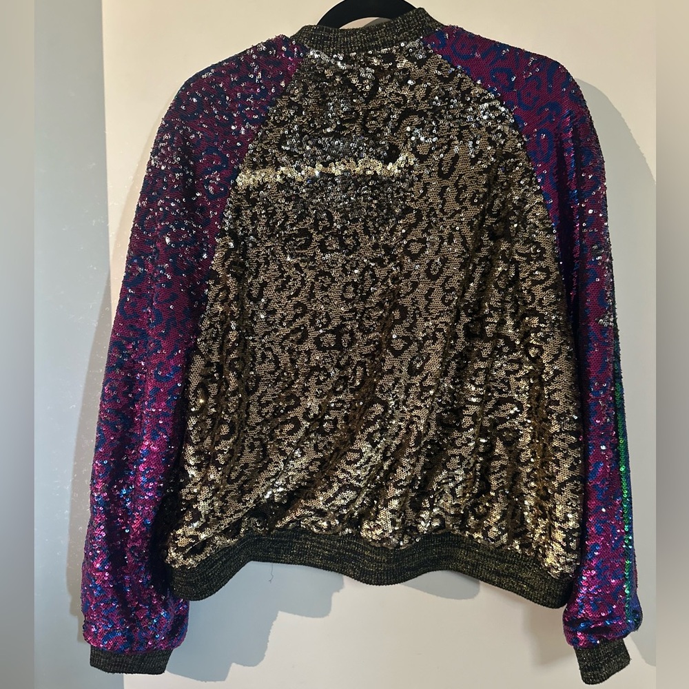 Splash Sequin Bomber Jacket in Silver and Purple - Picture 10 of 11